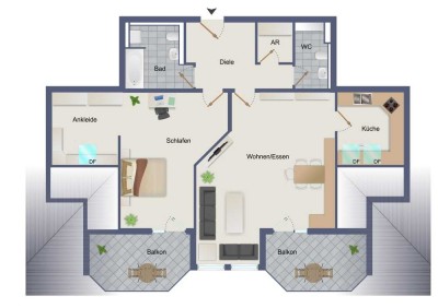 Erstbezug nach Sanierung mit Balkon und Einbauküche: Schöne 3-Raum-Dachgeschosswohnung