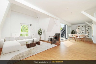 Bezugsfreie DG-Maisonette mit großem Wohnbereich und uneinsichtiger Dachterrasse