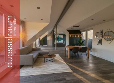 Unterbilk: Wohnen über den Dächern – Ihr Zuhause mit Terrasse und Blick zum Rheinturm direkt am Park