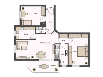 gediegene 3-Zimmer-Wohnung in Bahnhofsnähe