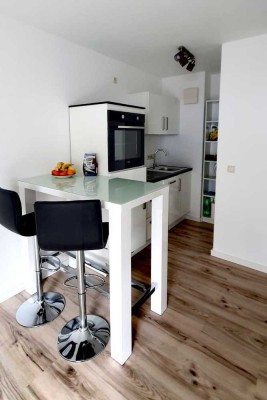 Stilvolles, geräumiges und saniertes 1-Zimmer-Apartment Balkon, neuer EBK, teilmöbliert, TG-Platz