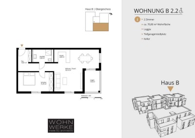 Whg B 2.2. - 2 Zimmer - Obergeschoss mit Süd-Loggia - barrierefrei