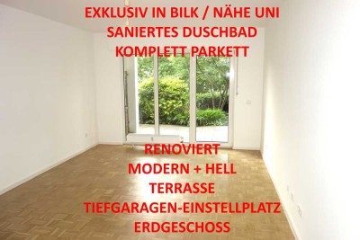 EXKLUSIV NÄHE UNI RENOVIERT SANIERTES DUSCHBAD PARKETTBODEN TERRASSE TG.-STELLPL. RUHIG /ERDGESCHOSS