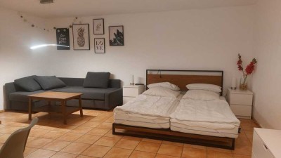 Helles 1-Zimmer-Apartment in Souterrain. Komplett eingerichtet.