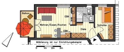 Helle, ruhige 2-Zimmer-Wohnung im 1. OG mit sonnigen Süd-West-Balkon in Siegsdorf  zu vermieten