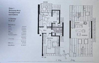 Freundliche 2,5-Zimmer-Maisonette-Wohnung mit geh. Innenausstattung mit EBK