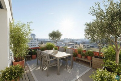 PROVISIONSFREI - ERSTBEZUG - Bezugsfertige, klimatisierte Dachmaisonette-Wohnung mit 3 Schlafzimmern, Wohnküche und 45 m² Terrassen