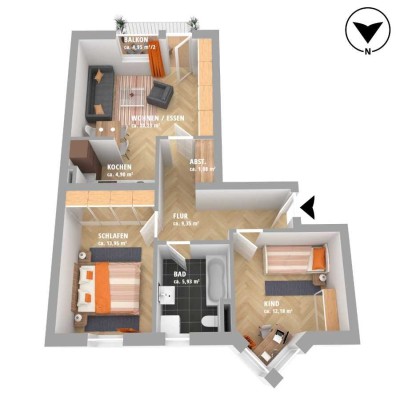 Reserviert_Reudnitz_ modernes 3-Zimmer Appartement, zentrumsnah, Balkon & Lift