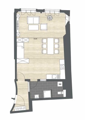 Großzügig geschnittenes 1-Zimmer-Apartment im Herzen der Stadt
