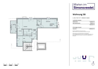 Erstbezug in K-Weidenpesch: 3,5-Zimmer-Wohnung im 3. OG mit Balkon!