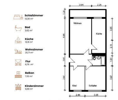 Frisch renovierte 3-Raum-Wohnung mit Balkon und EBK