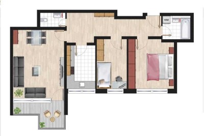 Teilmöblierte 3-Zimmer-Wohnung mit neuer Einbauküche und Westbalkon!