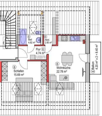 Geschmackvolle 2-Raum-DG-Wohnung mit gehobener Innenausstattung mit EBK in Gangkofen