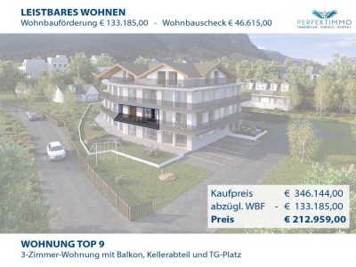 Top 09 mit WBF: Exklusive 3-Zimmer-Neubauwohnung mit großem Südbalkon