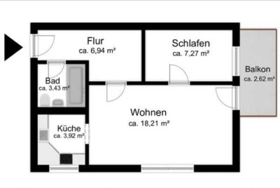 Perfekte Studentenbude mit Balkon und Waschmaschine mit guter Uni-Anbindung