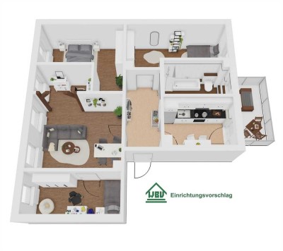 Komfortable 4-Raum-Wohnung mit individuellem Gundriß und großem Balkon