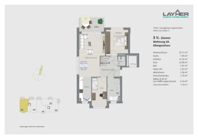 Erstbezug - LB-Poppenweiler: sonnige 3 1/2-Zimmer-Obergeschosswohnung * Einbauküche * TG * Aufzug