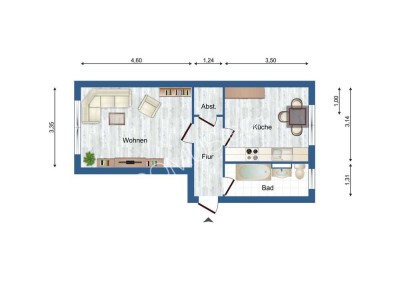 Renovierte 1 Zimmer Wohnung mit Einbauküche!