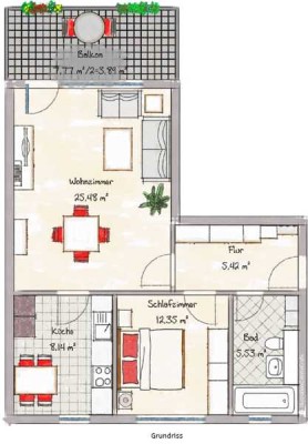 generalsanierte 2-Raum-Wohnung mit Balkon in Potsdam - Fahrland