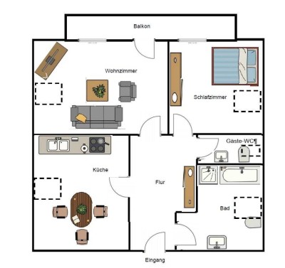 Lichtdurchflutete 2-Zimmer-Dachgeschosswohnung mit großem Südwest-Balkon