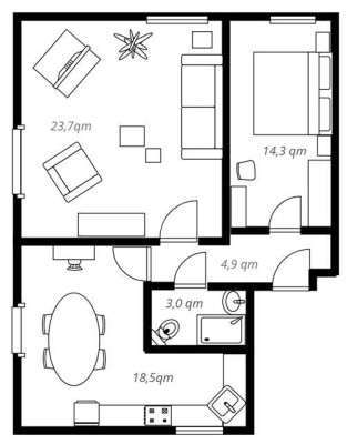 Moderne, vollständig möblierte 2,5-Zimmer-Wohnung nahe Bamberg