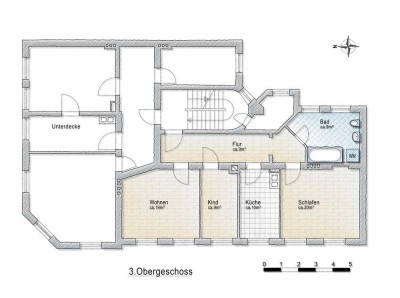Gemütliche 4-Raumwohnung in der Innenstadt - 3. Obergeschoss, mit modernem Tageslicht-Wannenbad!