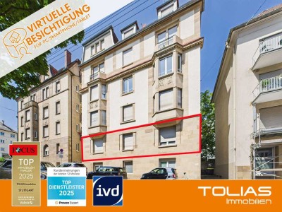 Altbaucharme im Hochparterre – helle Dreizimmerwohnung in top Lage des Stuttgarter Westen!