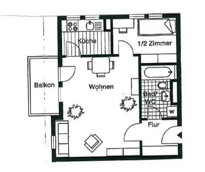 2-Zimmer-Wohnung mit Balkon