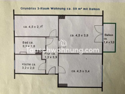 Tauschwohnung: Genossenschaftswohnung (3Raum + Balkon) in Connewitz
