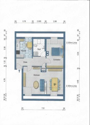 Gemütliche DG-Wohnung mit moderner Einbauküche / Stellplatz auf dem Hof