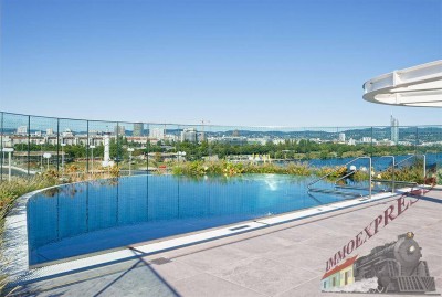 POOL | SONNENDECK | GYM | WELLNESS = 1-Zimmer-Wohnung + BALKON = ERSTBEZUG = DANUBEFLATS