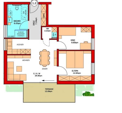 ZENTRAL & RUHIG * 3 Zi.-Whg * 74QM inkl. EBK, große Terrasse, Keller uvm.