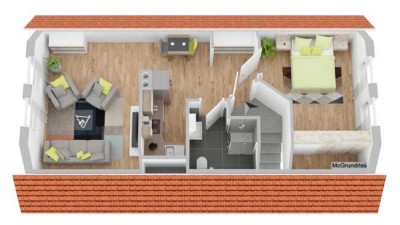 Roßtal: Sehr schöne 2 Zimmer DG-Wohnung mit PKW-Stellplatz, Energieeffizienzklasse B