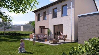 Moderne Doppelhaushälfte im KfW-55 Standard mit 2 Etagen – Wohnen im eigenen Haus mit Garten