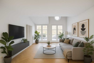 Idylle trifft Design: Zentrale Maisonette mit Würmzugang und 209 m² Garten und besonderen Raumflair