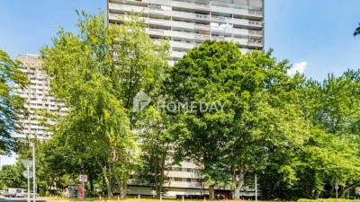 Attraktive 2-Zimmer-Etagenwohnung mit Balkon im 18. OG – Weitblick über Frankfurt