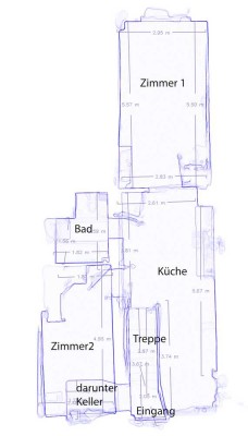 2-Zimmerwohnung, EG/Hochparterre, Wohnküche, Bad, Kellerraum, eigener Eingang, Altbau,