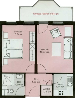 Stilvolle, sanierte 2-Raum-Wohnung mit Balkon und EBK in Ludwigsburg