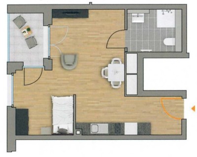 Neubau-1-Raum-Wohnung mit gehobener Innenausstattung mit Einbauküche in Asperg