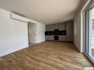 Traumhafte 3 Zimmer Gartenwohnung | Blumengasse - ERSTBEZUG | ca. 23 m² Terrasse &amp; ung.150 m² Eigengarten | zzgl. Tiefgaragenstellplatz | Top D4
