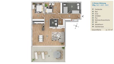 3-Zimmer- PENTHOUSE-Wohnung