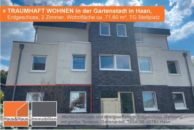 #TRAUMHAFT WOHNEN in Haan, Erdgeschoss 2 Zimmer, ca. 71,60 m², große Terrassee