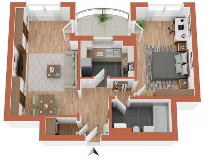 2-Zimmer-Wohnung mit Balkon und möblierter Küche