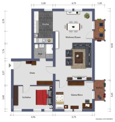 Moderne 3-Zimmer-Wohnung mit flexiblen Nutzungsmöglichkeiten