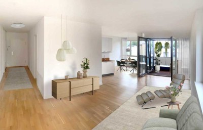 Terrassenwohnung sonnig & ruhig am Schlosspark: Parkett, kl. Garten, Lift  in moderner Stadtvilla