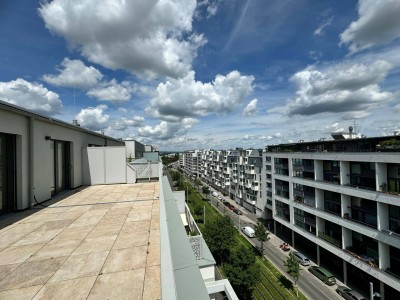 Moderne 3-Zimmer-Wohnung mit 2 Bädern und herrlicher Dachterrasse zum Genießen! Erstbezug.