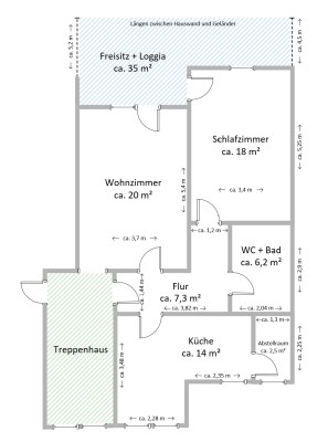 Schöne, innenstadtnahe 2-Zimmerwohnung zu vermieten (68 m², 1.OG)