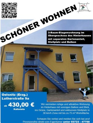 Wohnen wie im eigenen Haus! Ruhige, freundliche lichtdurchflutete 3-Raum-Etagenwohnung