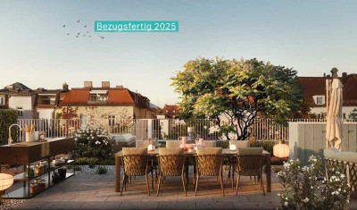 Wohnen im Unikat: Penthouse mit Dachterrasse und -garten in VINZENT