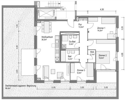 Großzügige lichtdurchflutete Wohnung zum Verweilen mit großer externen Begrünung